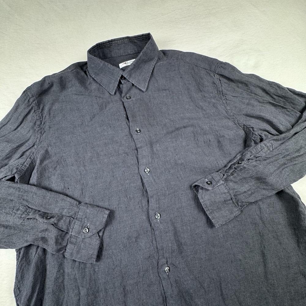 Vintage 23 Baullari 100% Linen Button Shirt Men 18 45 (XL) Made In Italy Designe